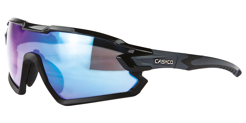 картинка Спортивные очки CASCO SX-34 CARBONIC черная оправа, зеркально-голубой светофильтр от магазина Одежда+