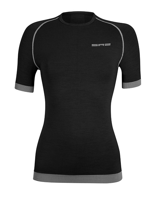 картинка Женская термо футболка с короткими рукавами SPRING T-SHIRT SHORT SLEEVES WOMEN из мериносовой шерсти черная от магазина Одежда+