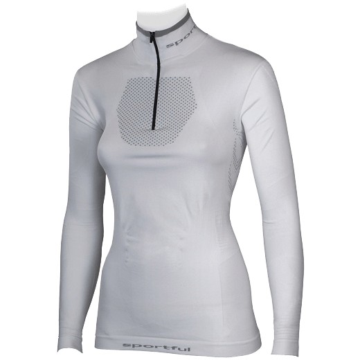 картинка Женская футболка с длинным рукавом Sportful 2nd Skin Thermic 250 Long Sleeve High Collar T-SHIRT на молнии белая от магазина Одежда+