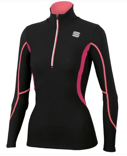 картинка Женская облегающая тренировочная толстовка SPORTFUL CARDIO TECH TOP W черная с розовым от магазина Одежда+
