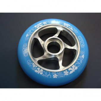картинка Гоночное полиуретановое колесо для лыжероллеров с двойной жесткостью Roll'x 100 Five Dual размером Ø100x24мм голубое от магазина Одежда+