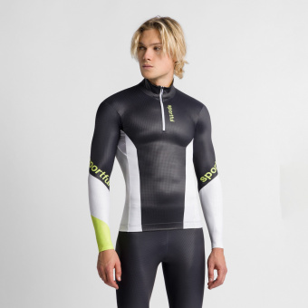 картинка Элитный лыжный комбинезон SPORTFUL APEX 2 черный с белым и неоново-желтым от магазина Одежда+